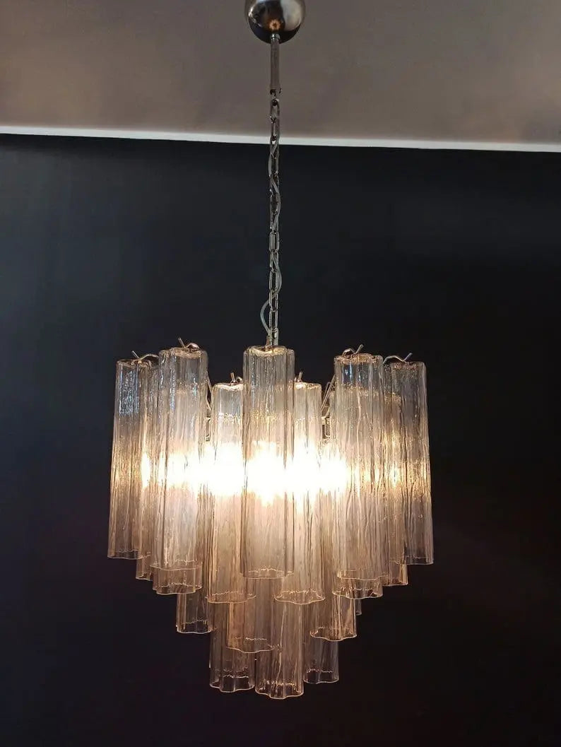 Pastel Art Glass Smoked Chandelier – 36 Tubes