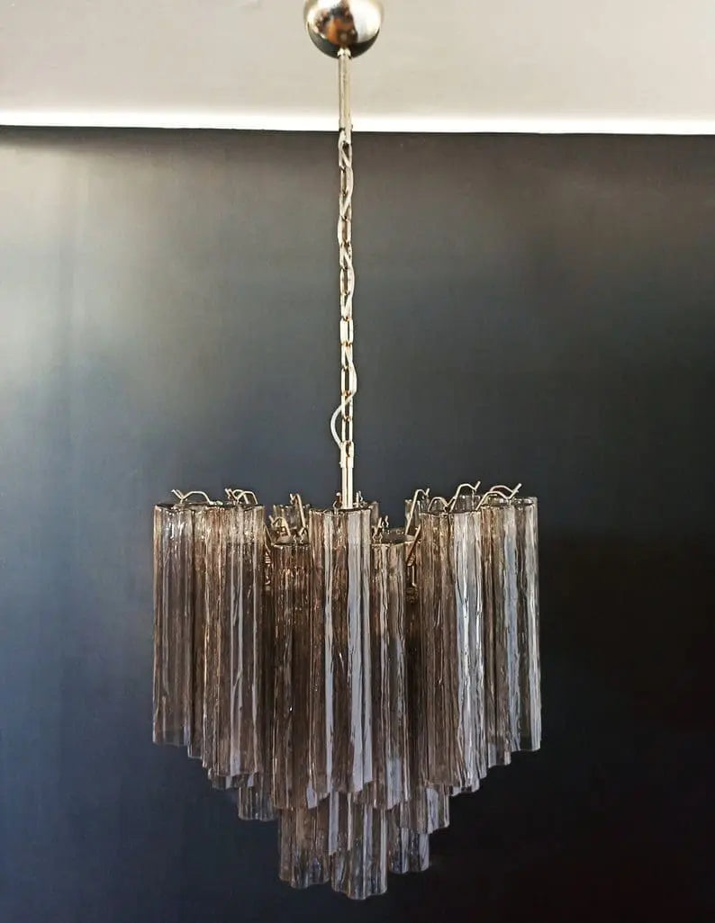 Pastel Art Glass Smoked Chandelier – 36 Tubes