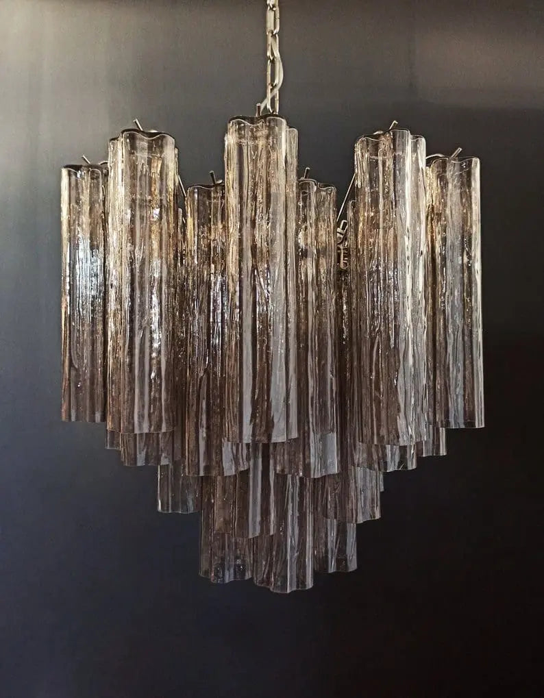 Pastel Art Glass Smoked Chandelier – 36 Tubes