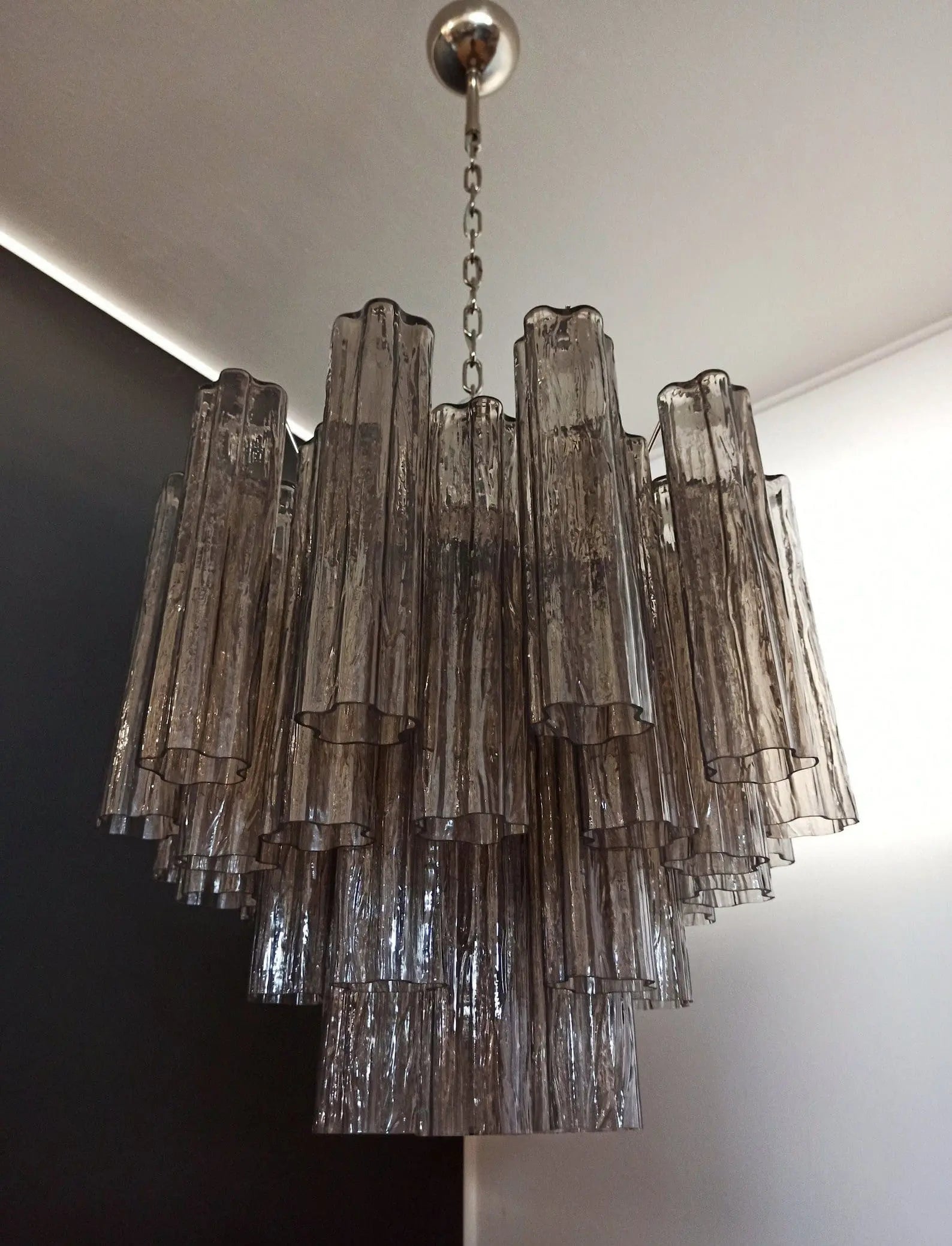 Pastel Art Glass Smoked Chandelier – 36 Tubes