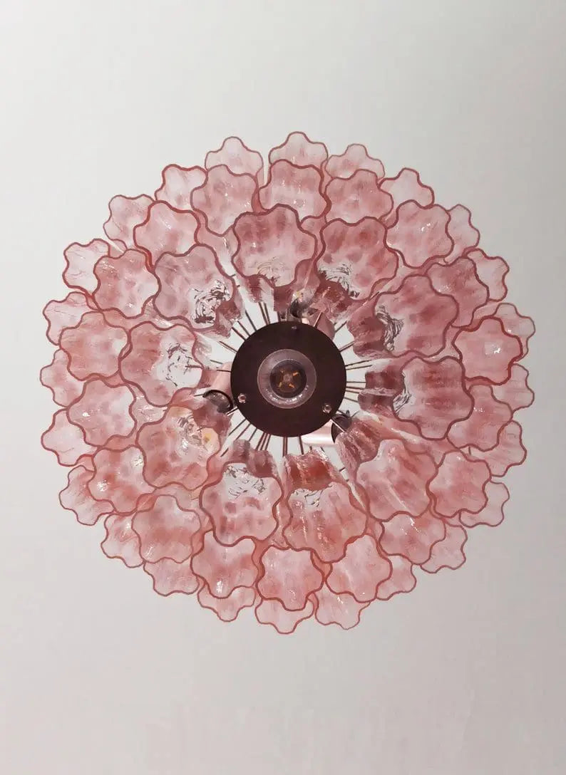 Pastel Art Glass Chandelier – 52 Tubes – Pink