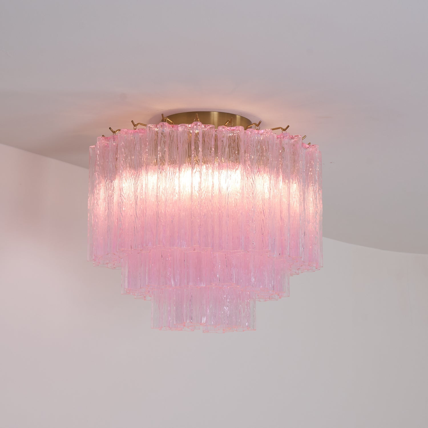 Pastel Art Pink Glass Flush Mount