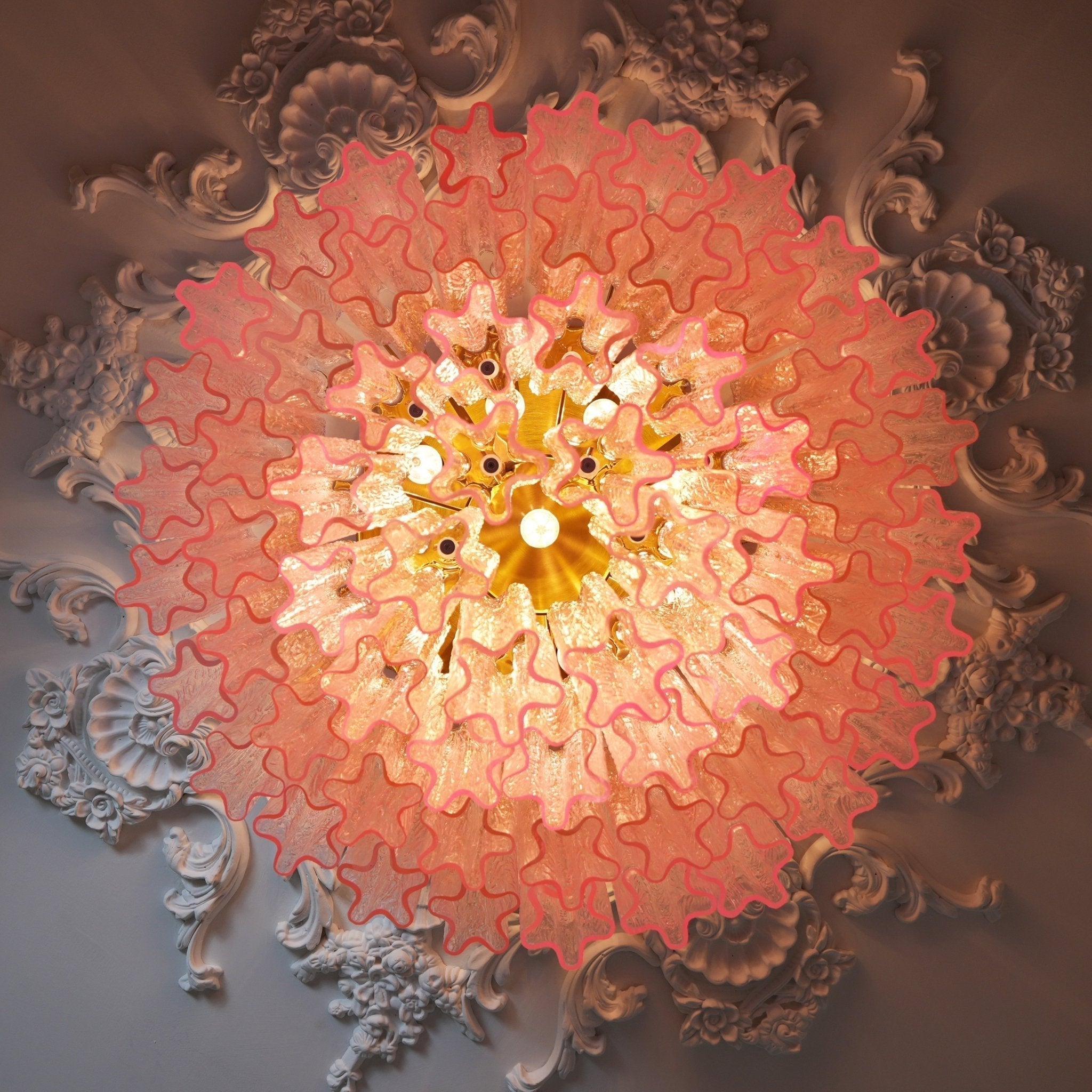 Pastel Art Pink Glass Flush Mount