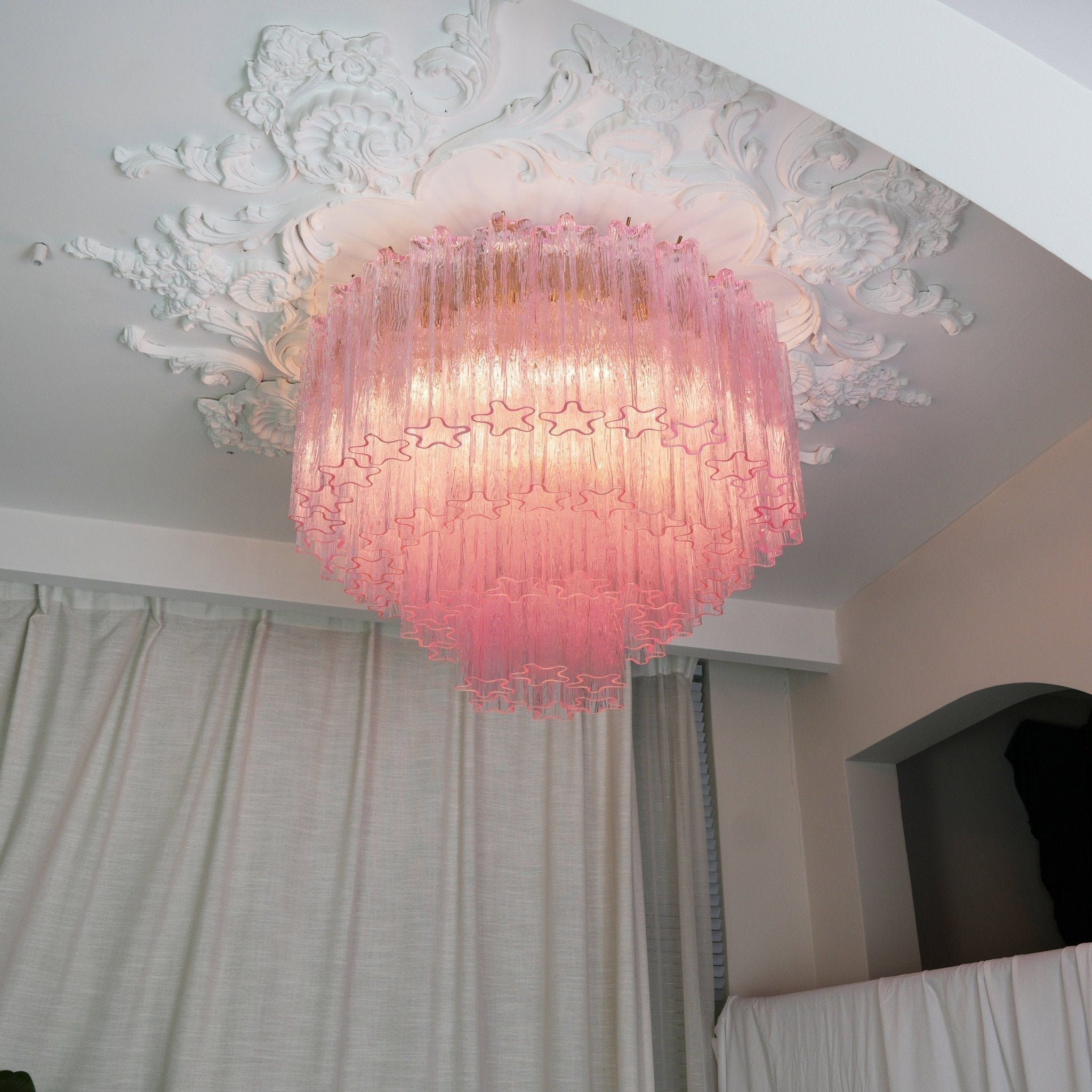 Pastel Art Pink Glass Flush Mount