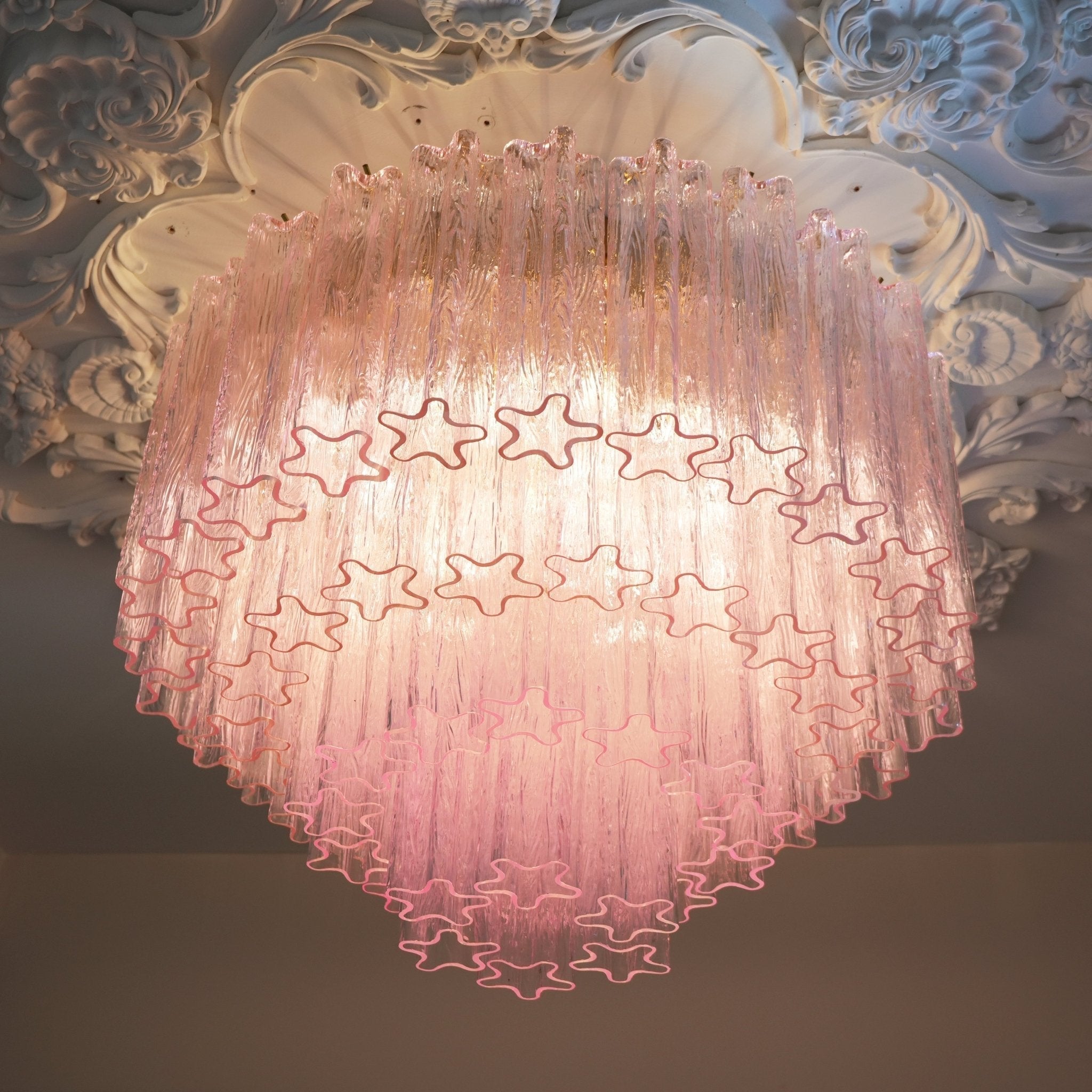 Pastel Art Pink Glass Flush Mount