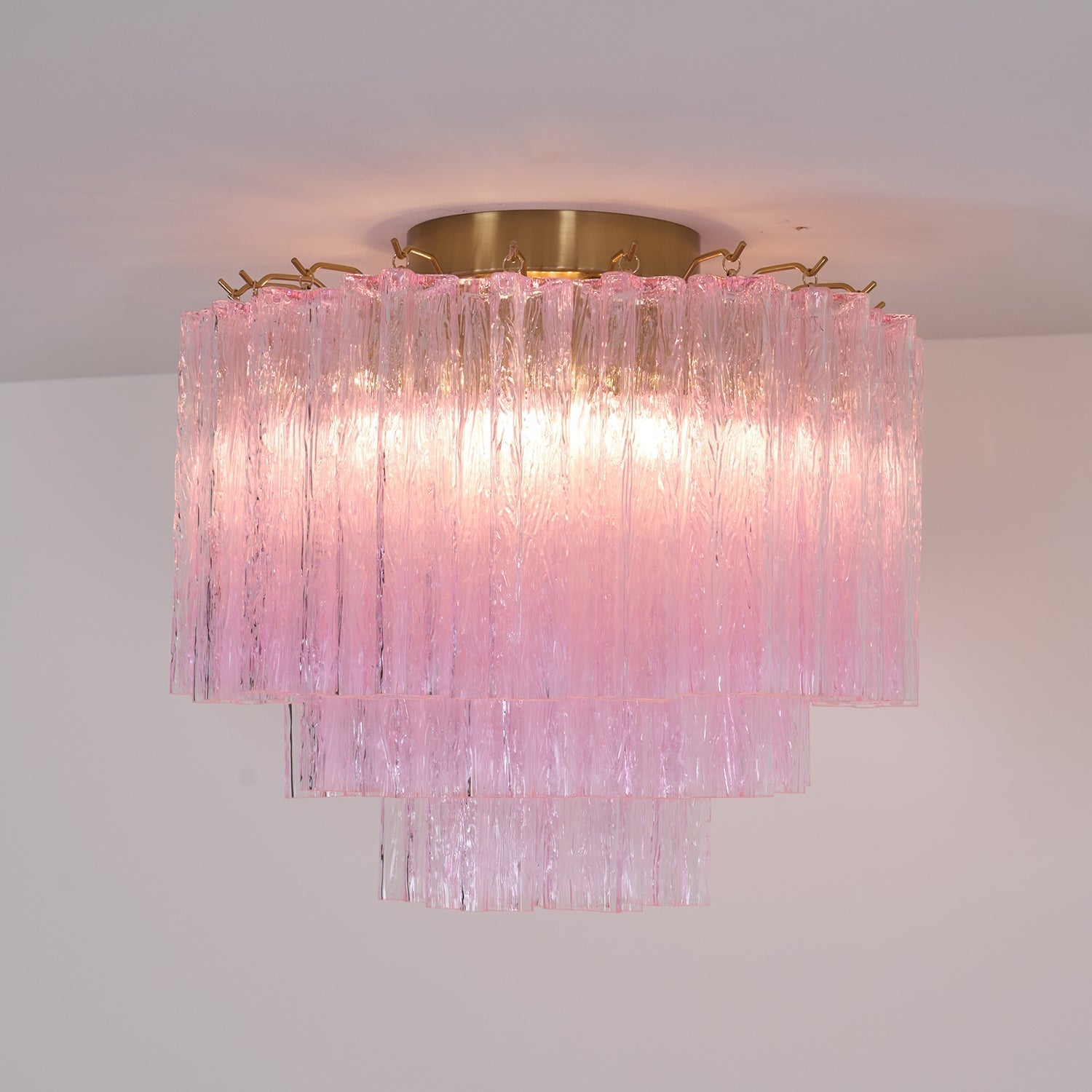 Pastel Art Pink Glass Flush Mount