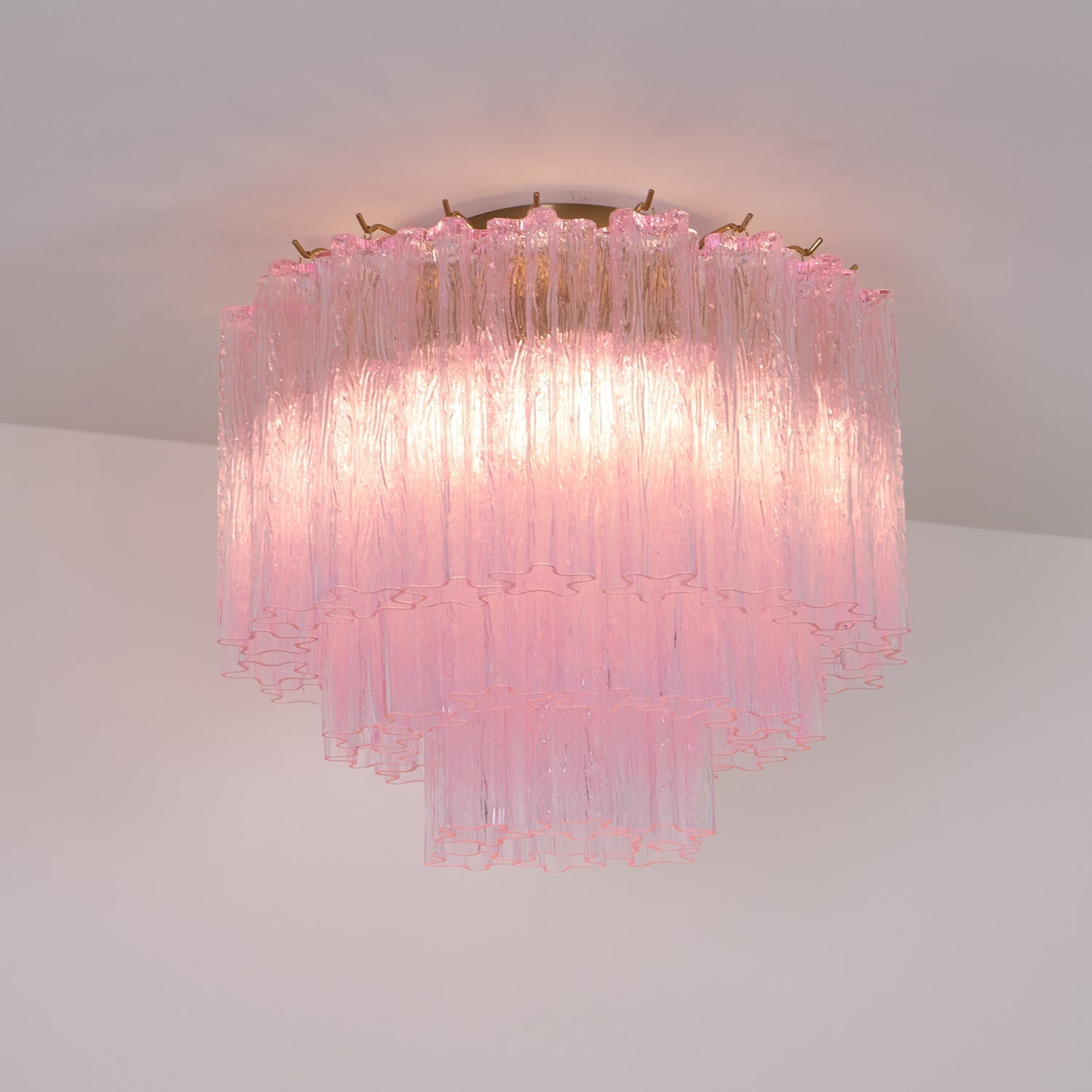 Pastel Art Pink Glass Flush Mount