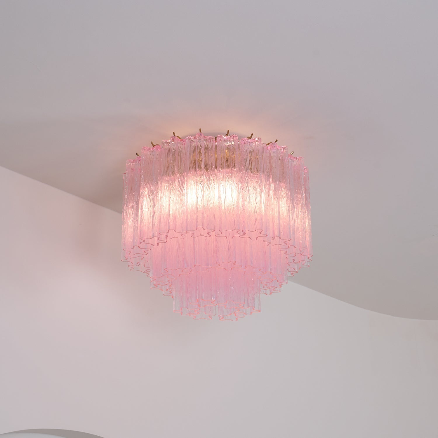 Pastel Art Pink Glass Flush Mount