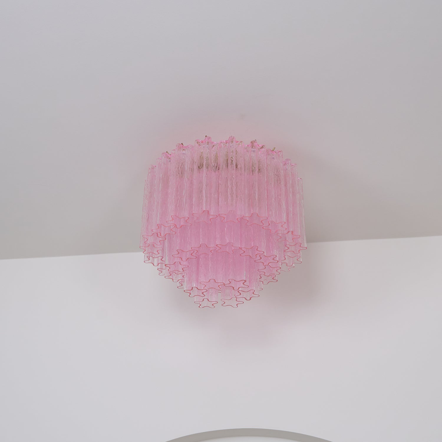Pastel Art Pink Glass Flush Mount