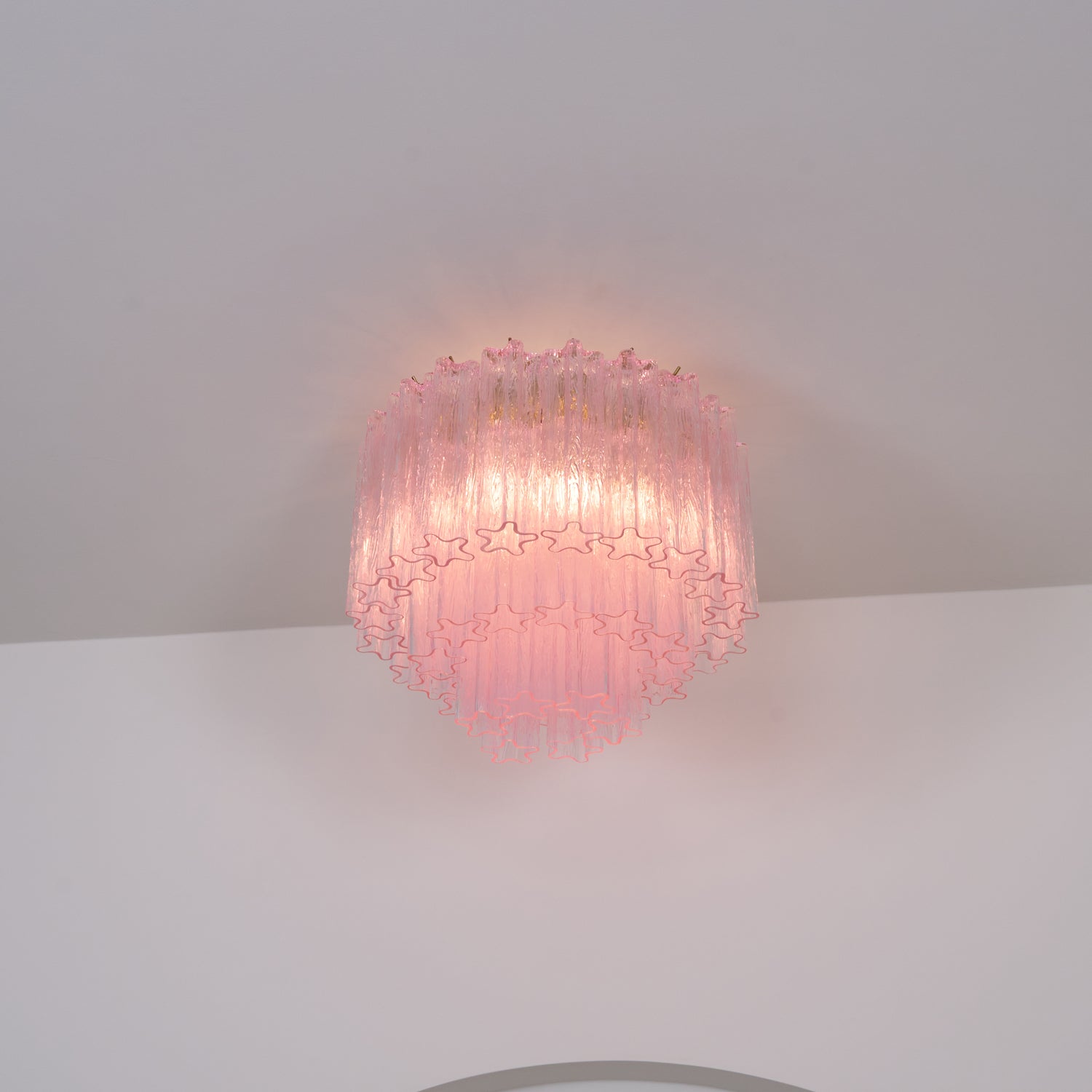 Pastel Art Pink Glass Flush Mount