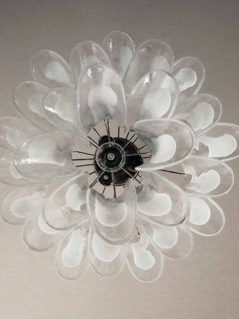 Anthesis Art Glass Chandelier – 26 Petals – White