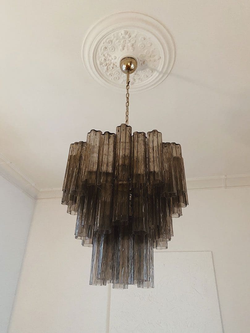 Pastel Art Smoked Glass Chandelier 25.5" – 48 Tubes