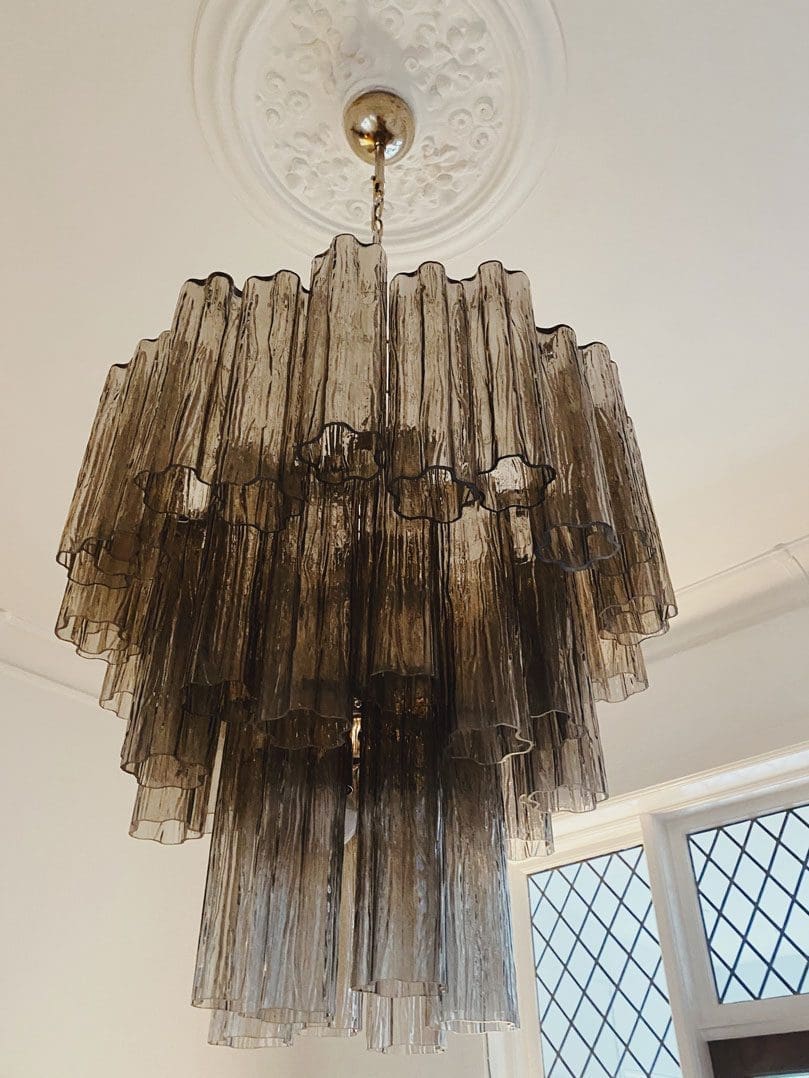 Pastel Art Smoked Glass Chandelier 25.5" – 48 Tubes