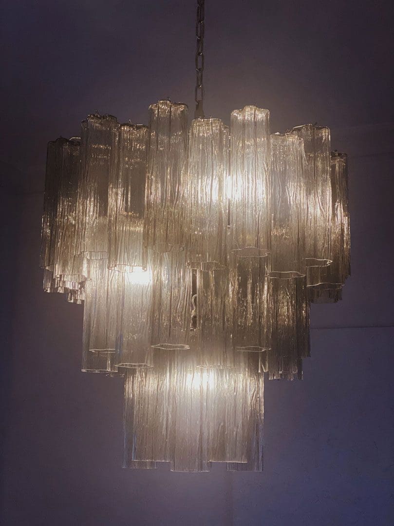 Pastel Art Smoked Glass Chandelier 25.5" – 48 Tubes
