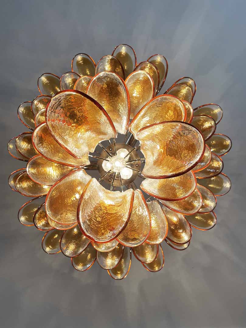 Anthesis Art Glass Chandelier – 52 petals – Amber