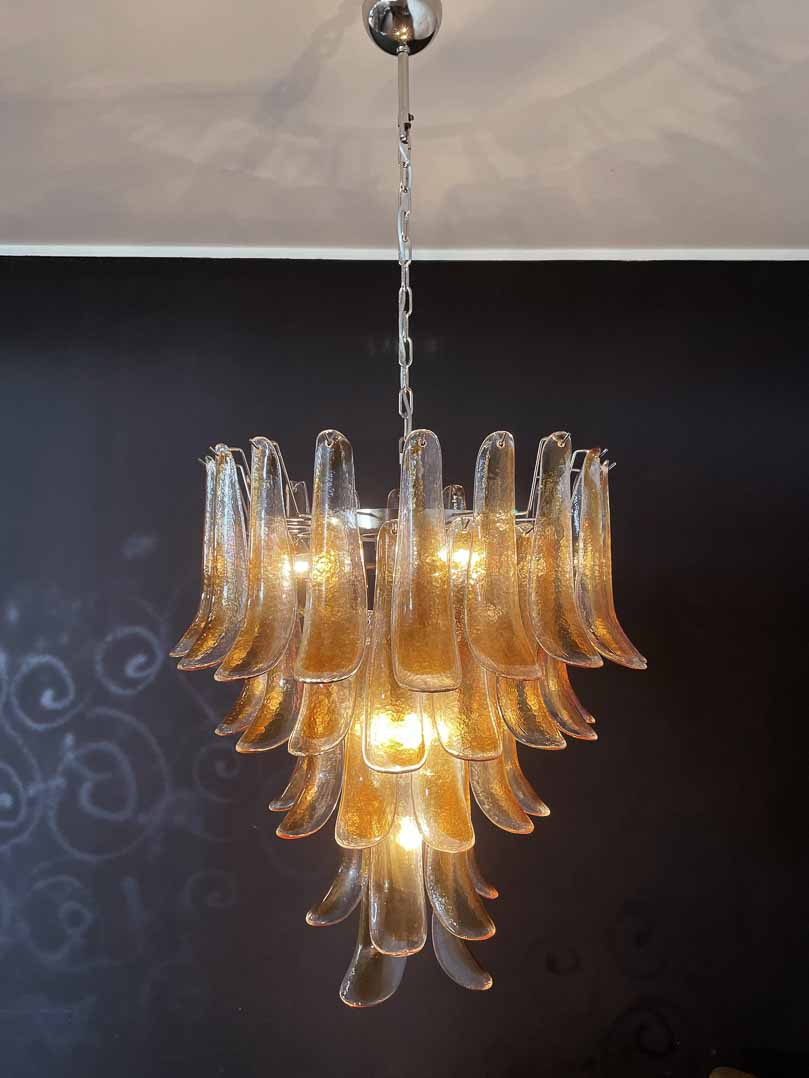Anthesis Art Glass Chandelier – 52 petals – Amber