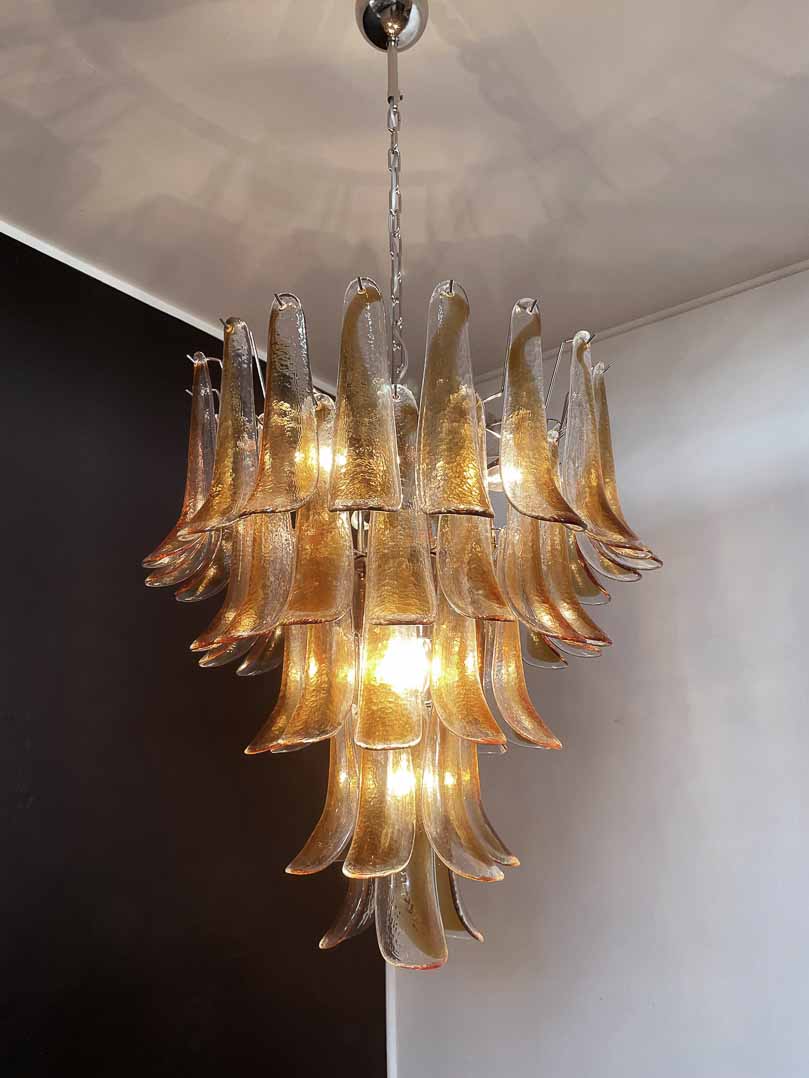 Anthesis Art Glass Chandelier – 52 petals – Amber