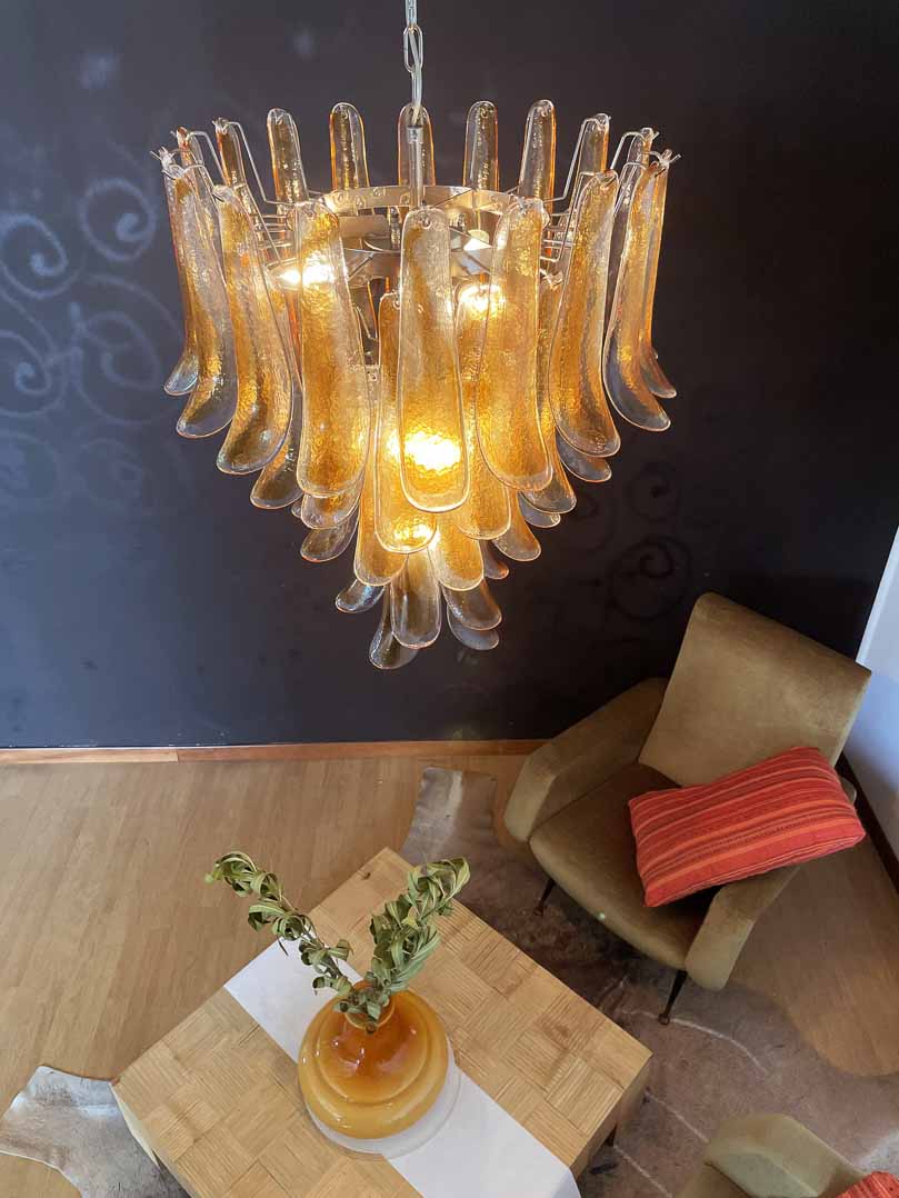 Anthesis Art Glass Chandelier – 52 petals – Amber