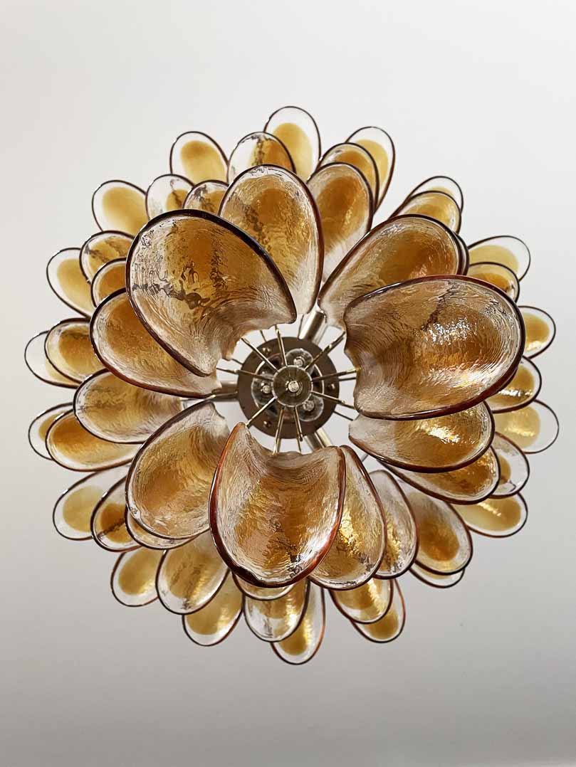 Anthesis Art Glass Chandelier – 52 petals – Amber