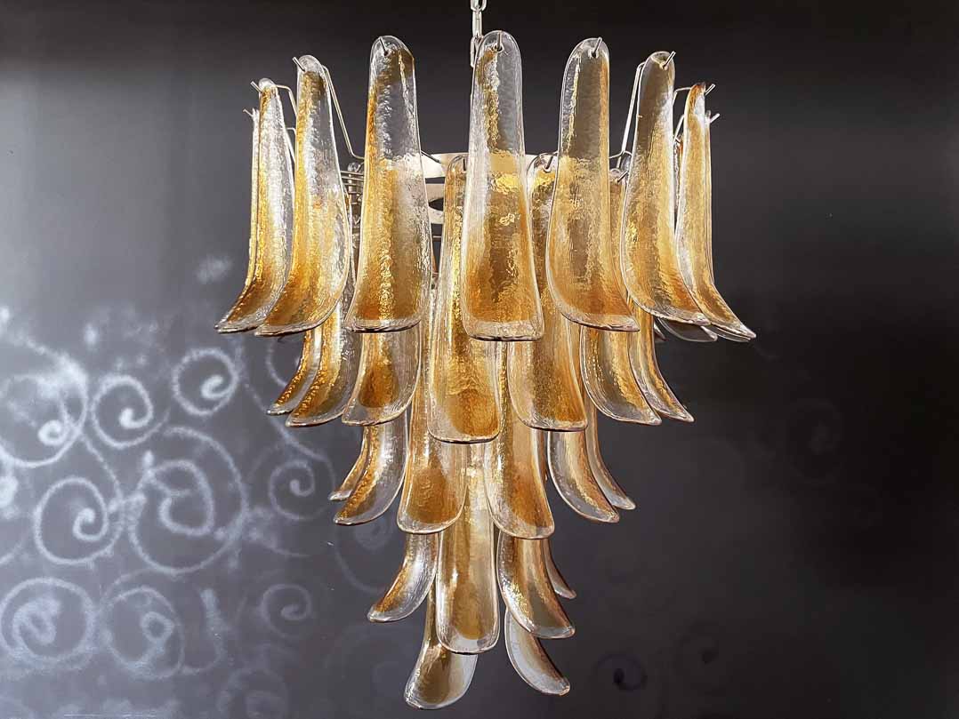 Anthesis Art Glass Chandelier – 52 petals – Amber
