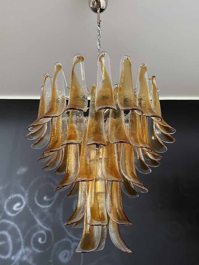 Anthesis Art Glass Chandelier – 52 petals – Amber