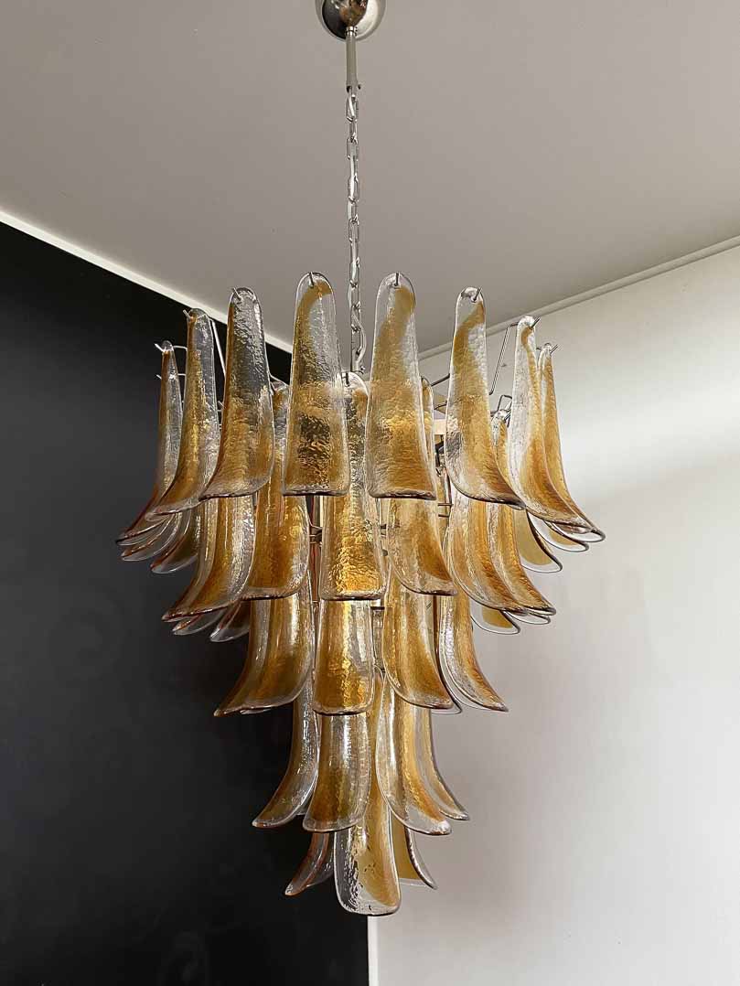 Anthesis Art Glass Chandelier – 52 petals – Amber