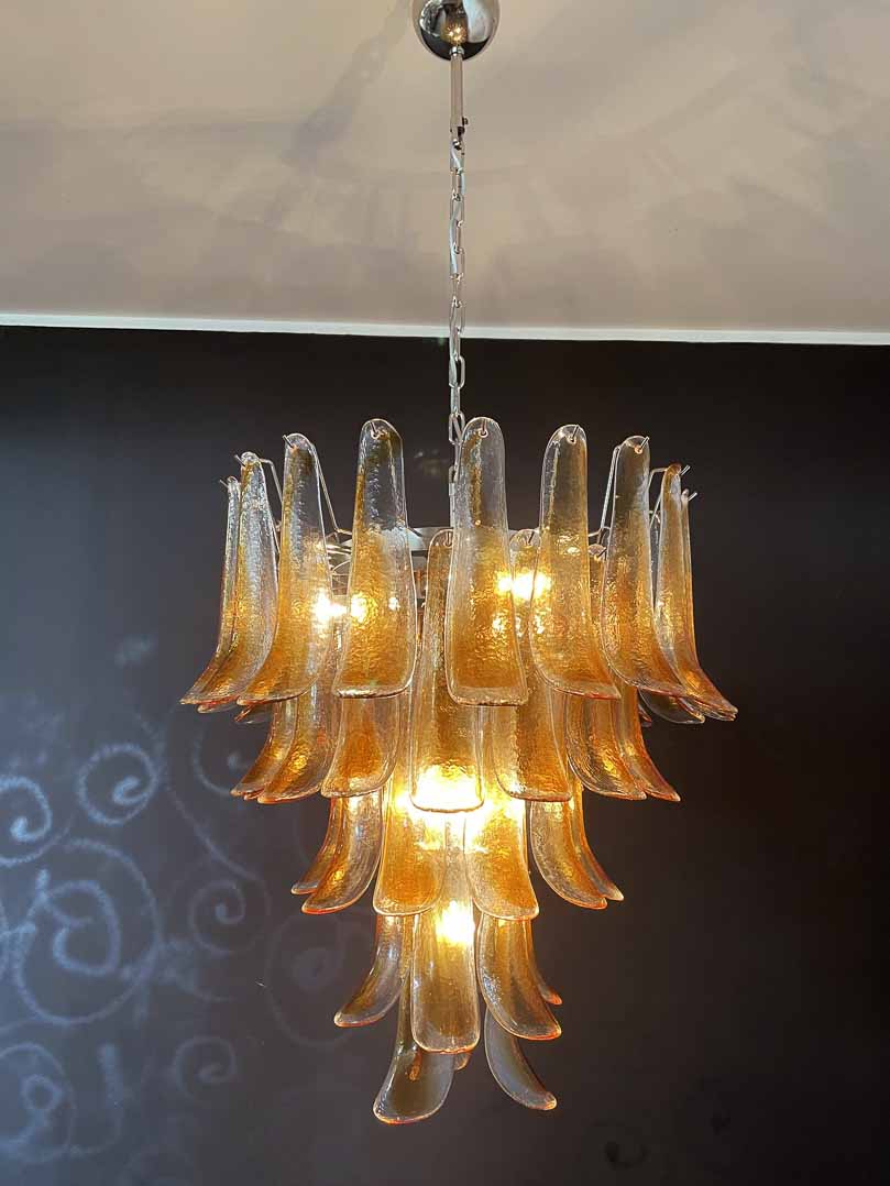 Anthesis Art Glass Chandelier – 52 petals – Amber