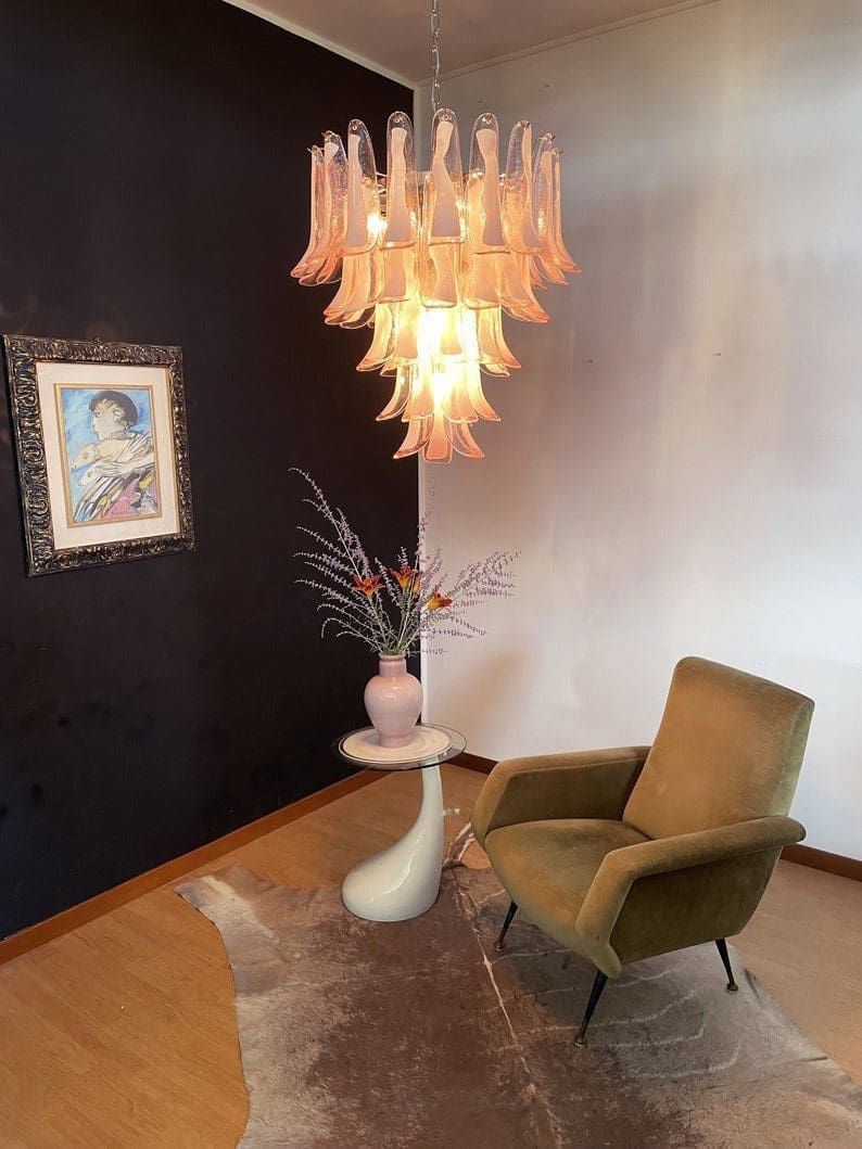 Anthesis Art Glass Chandelier – 52 petals – Pink