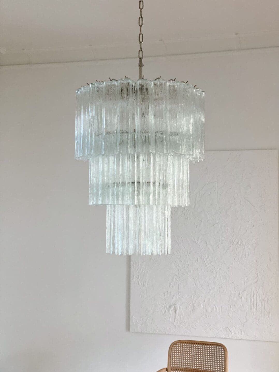 Pastel Art Glass Transparent Chandelier – 52 Tubes