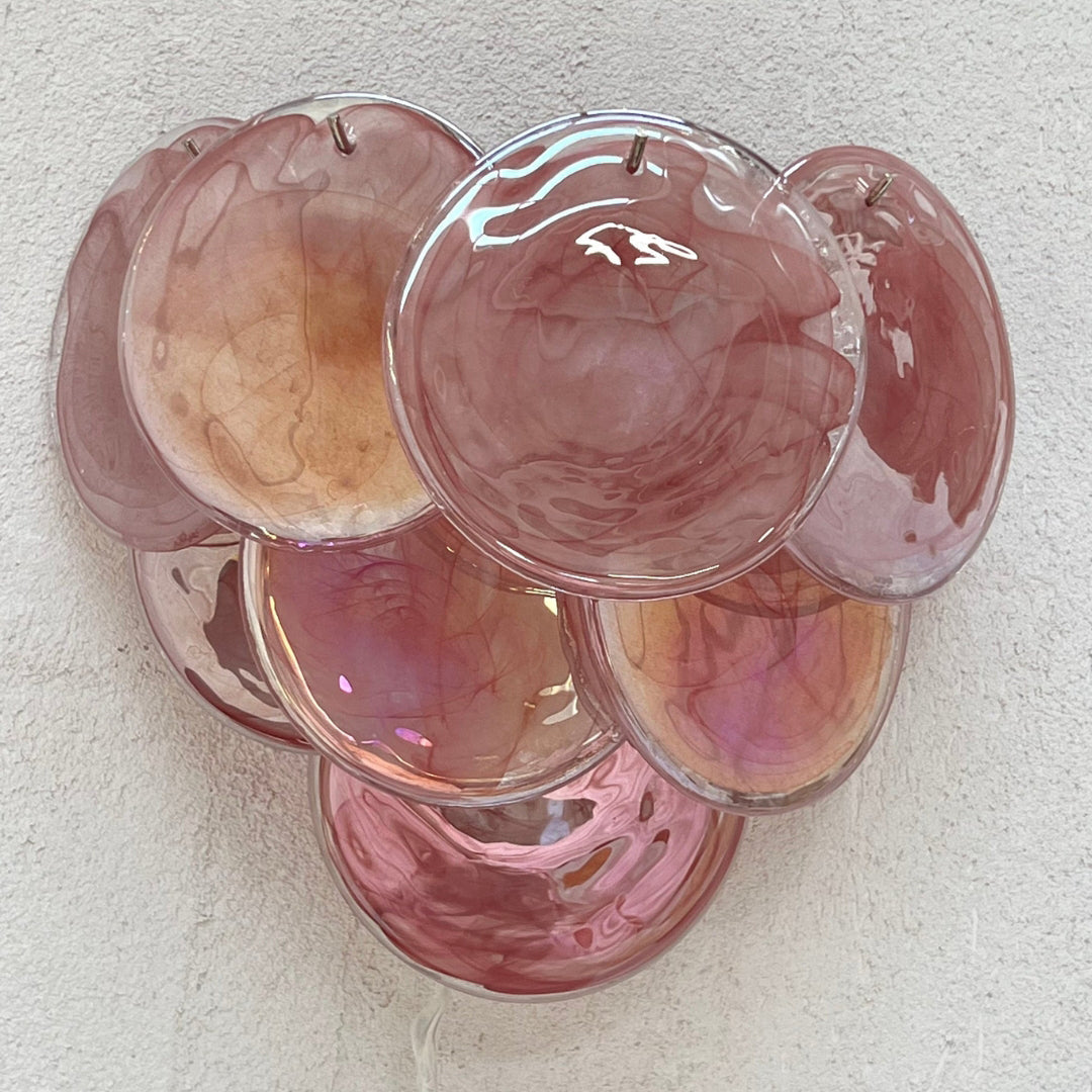 Cobalt Aura Glass Disc Wall sconce---Pink & Blue