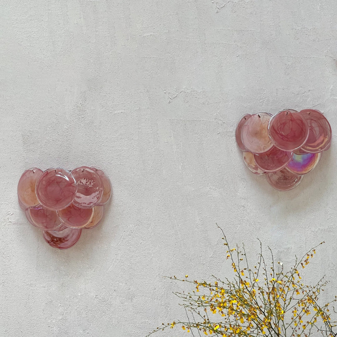 Cobalt Aura Glass Disc Wall sconce---Pink & Blue