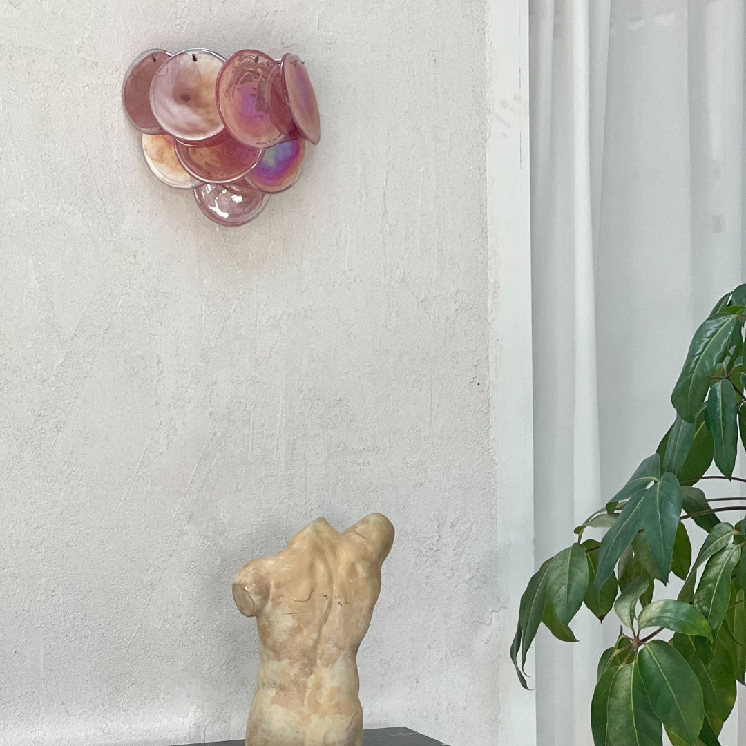 Cobalt Aura Glass Disc Wall sconce---Pink & Blue