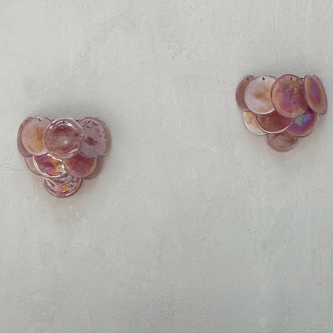 Cobalt Aura Glass Disc Wall sconce---Pink & Blue