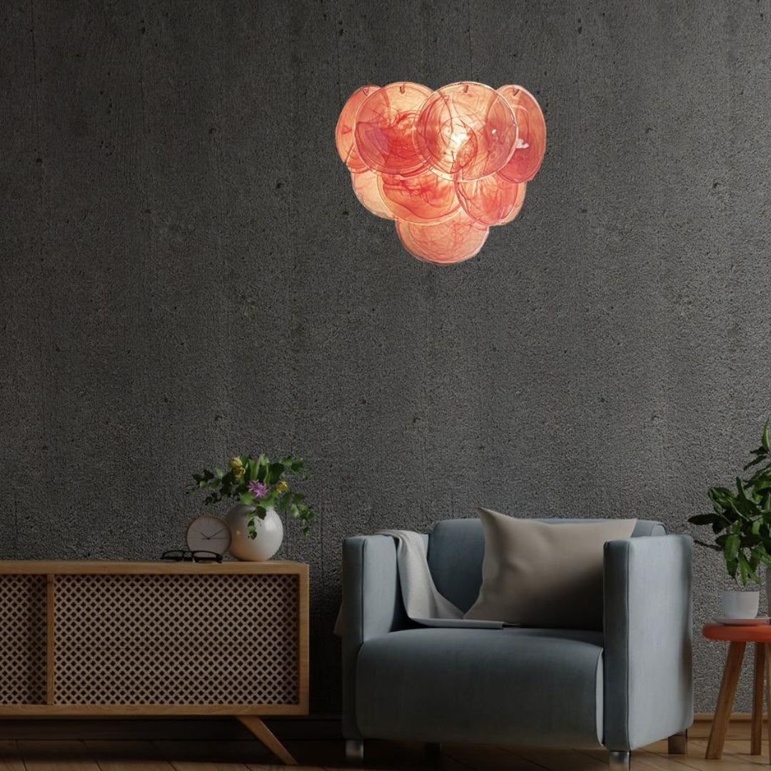 Cobalt Aura Glass Disc Wall sconce---Pink & Blue