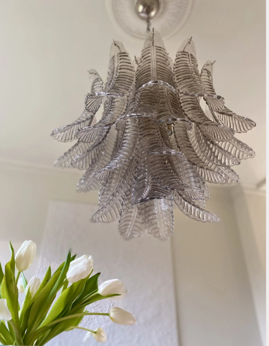 Folia Art 36 Glass Leaves Chandelier– Smoked