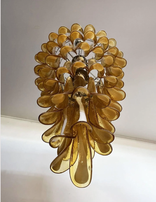 Anthesis Art Glass Chandelier – 83 petals – Caramel
