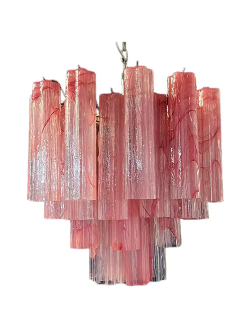Pastel Art Pink Glass Chandelier 22" - 36 Tubes