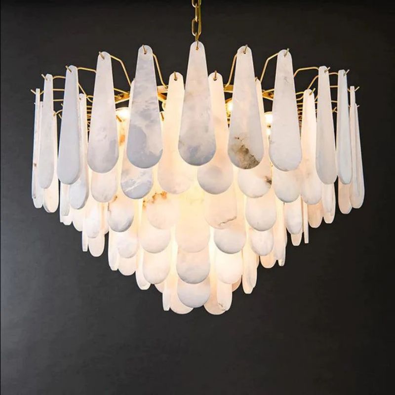 Alabaster Feathery Chandelier 21.7" D 31.5" D