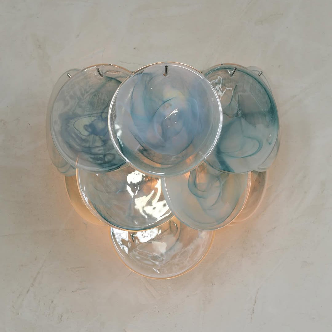 Cobalt Aura Glass Disc Wall sconce---Pink & Blue