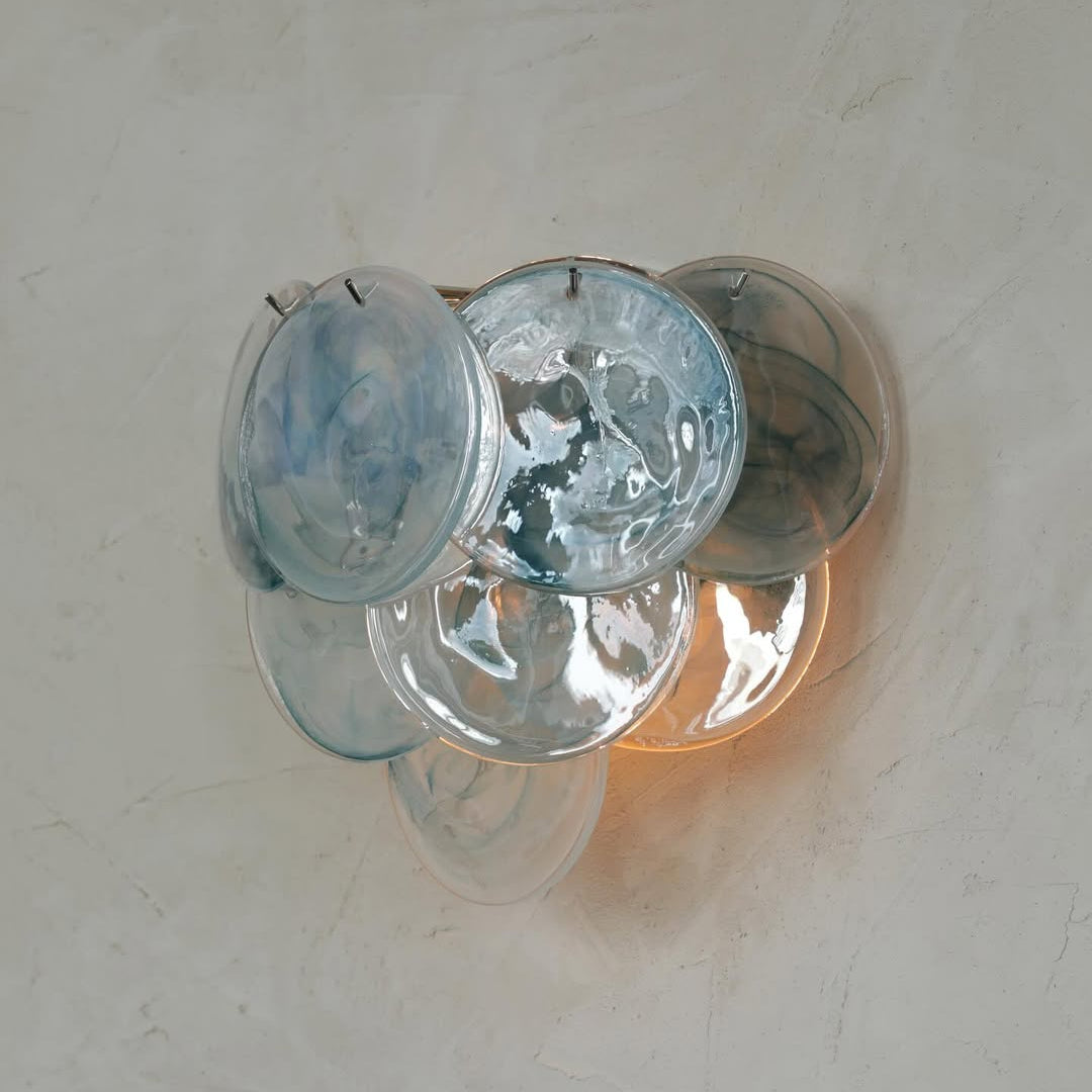 Cobalt Aura Glass Disc Wall sconce---Pink & Blue
