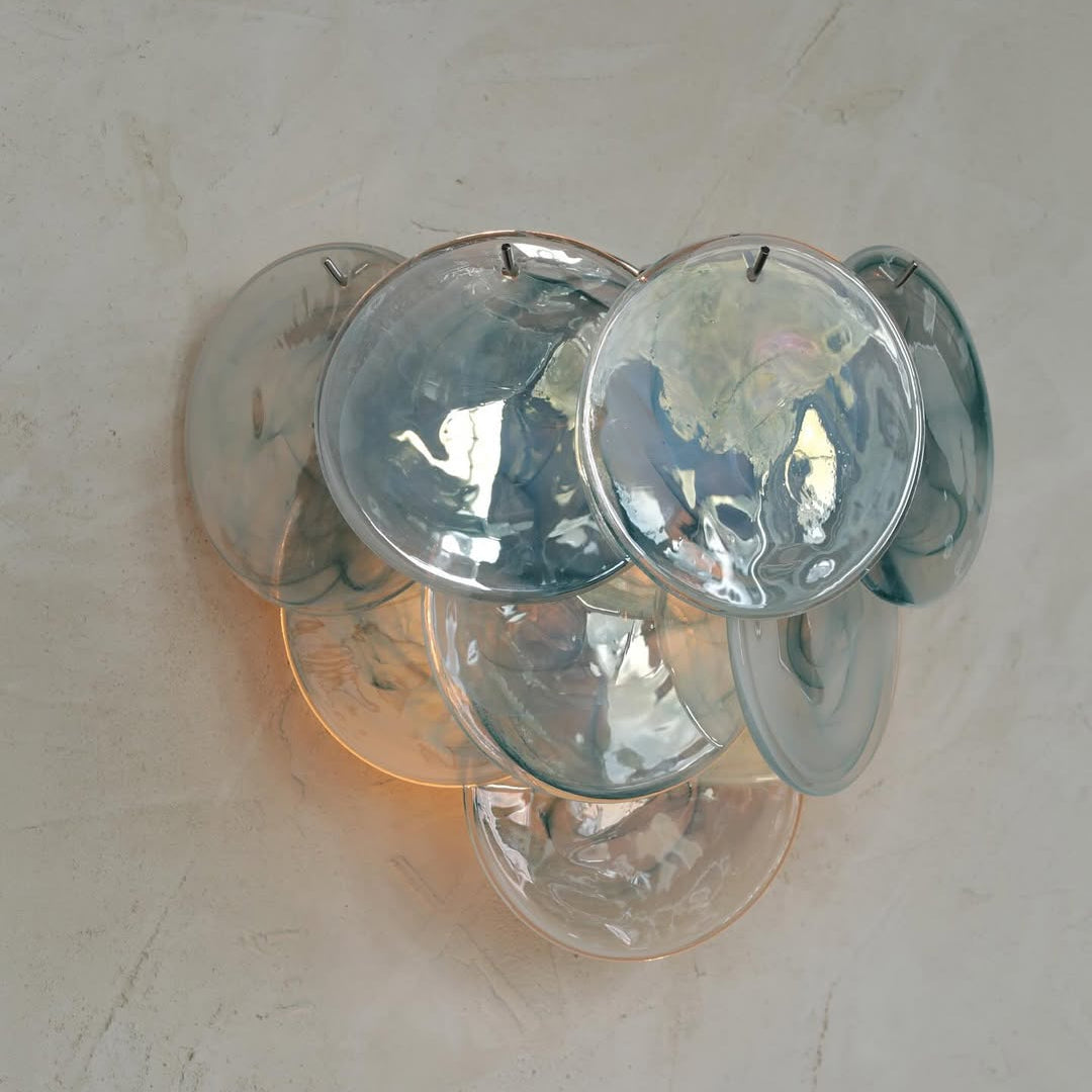 Cobalt Aura Glass Disc Wall sconce---Pink & Blue