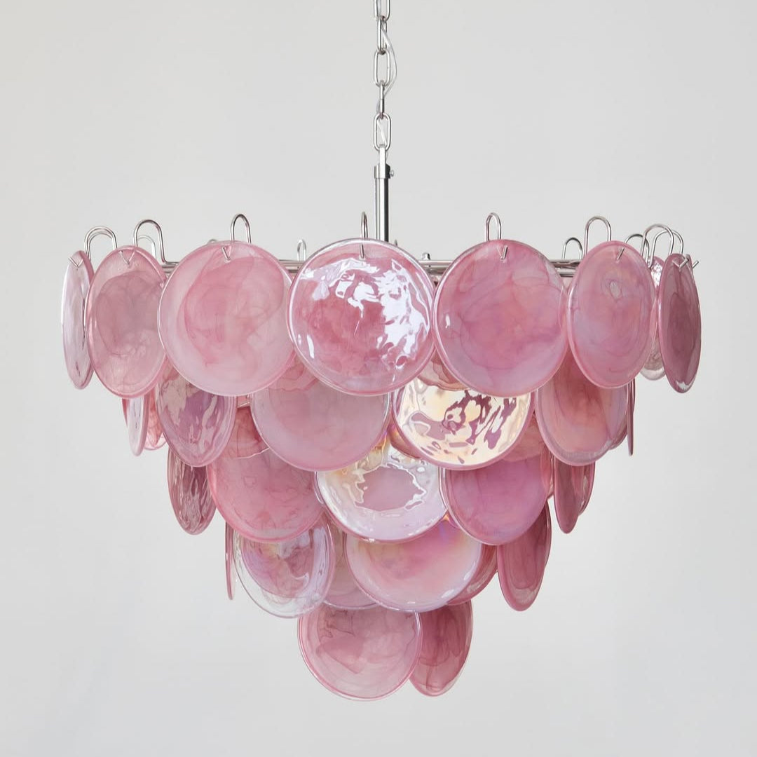 Cobalt Aura Glass Disc Chandelier---Pink