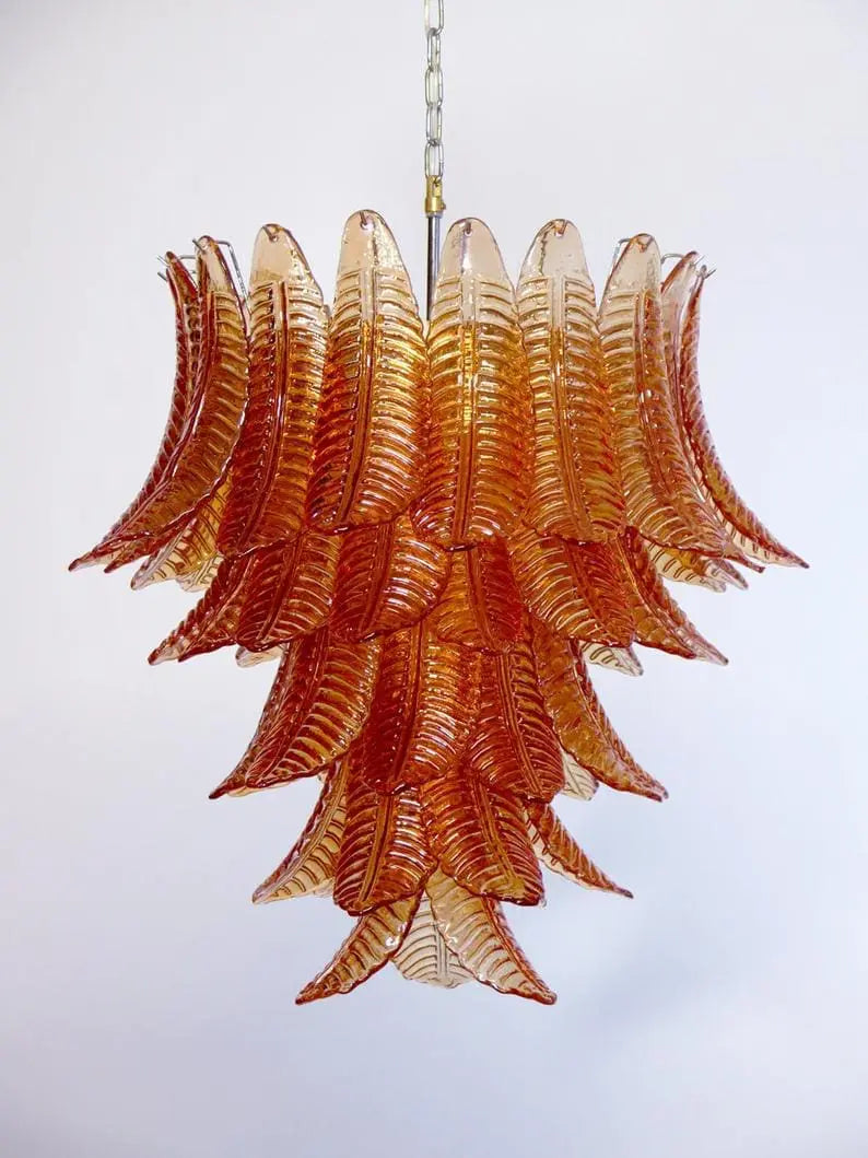 Folia Art 52 Glass Leaves Chandelier– Amber