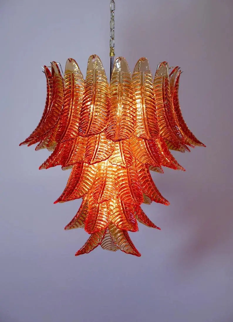 Folia Art 52 Glass Leaves Chandelier– Amber