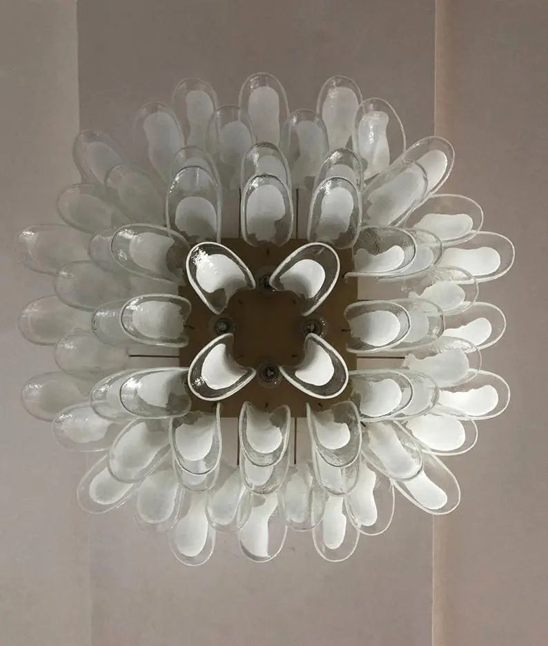 Anthesis Art Glass Flush Mount – Transparent & White