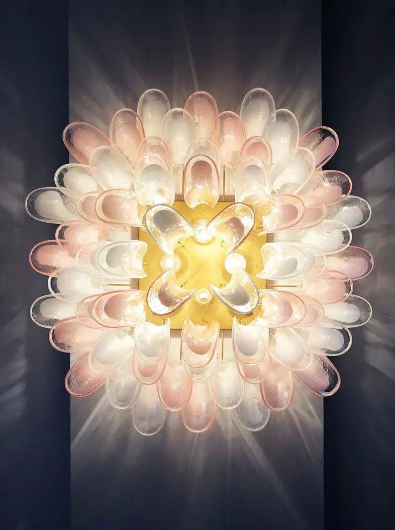 Anthesis Art Glass Flush Mount – 64 Petals – Pink & White