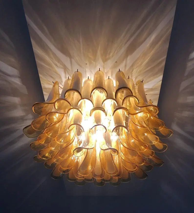 Anthesis Art Glass Chandelier – 64 Petals – Caramel