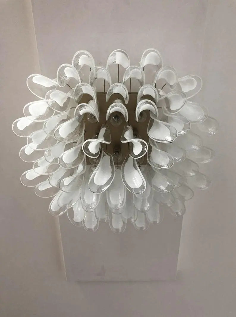 Anthesis Art Glass Flush Mount – Transparent & White