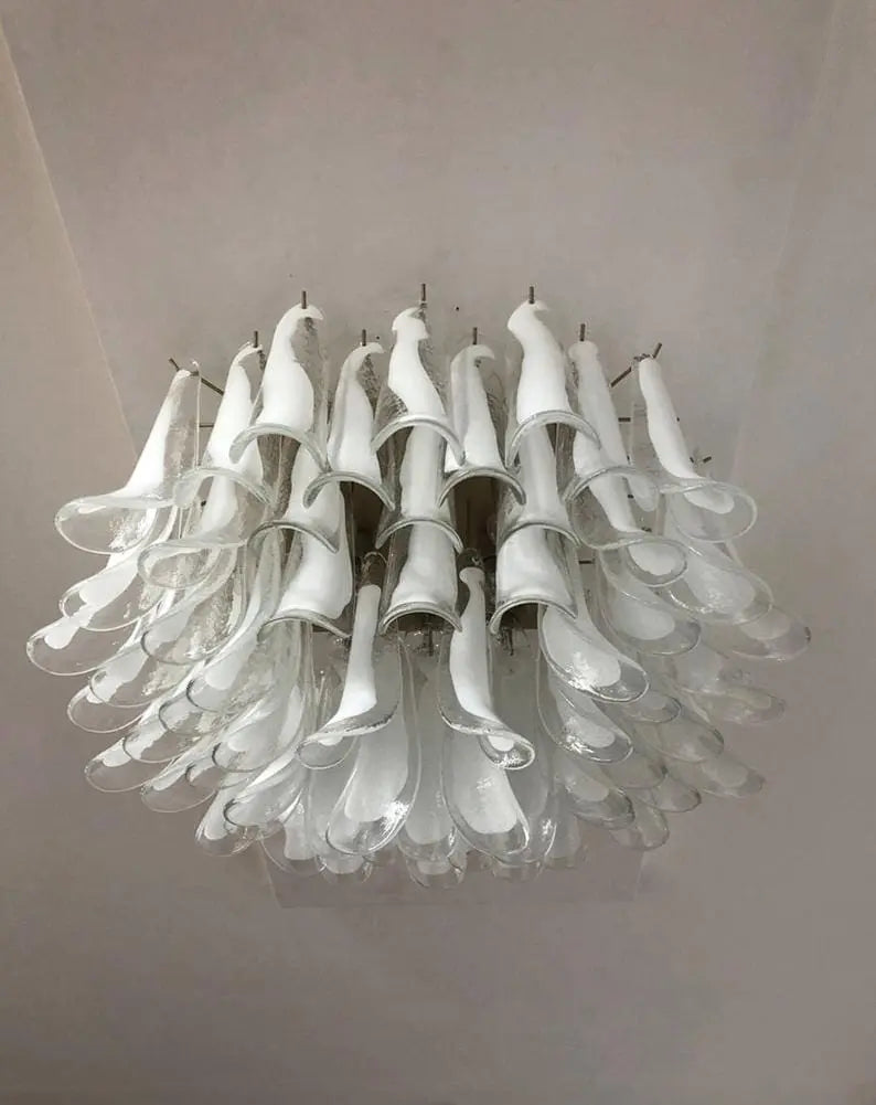 Anthesis Art Glass Flush Mount – Transparent & White
