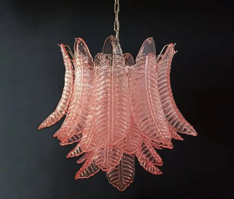 Folia Art 36 glass leaves Chandelier– Pink